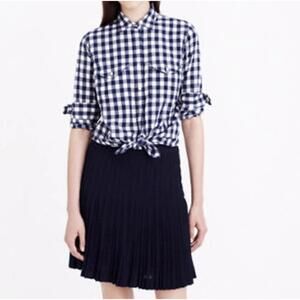 J.CREW VINTAGE Women's Pleated Lattice Chiffon Mini Skirt In Navy-Size 2